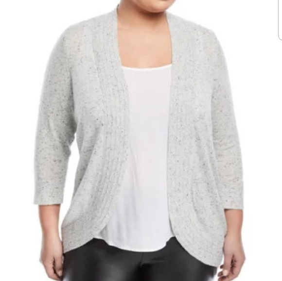 Neiman Marcus Sweaters - Neiman Marcus Draped Ribbed Cardigan 2x Grey